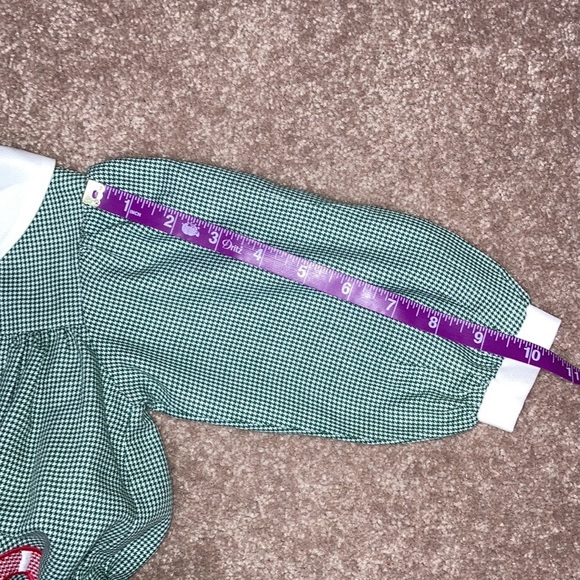 Zu Christmas candy cane green white dogtooth Peter Pan collar dress 12m - Picture 7 of 10